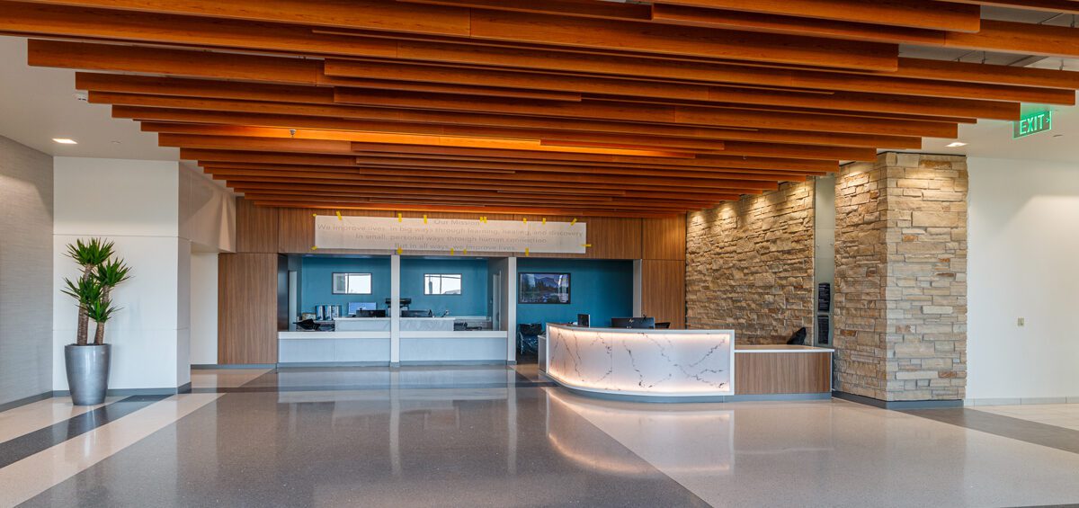 Renovated Ceiling and Reception Area, UCHealth Hospital